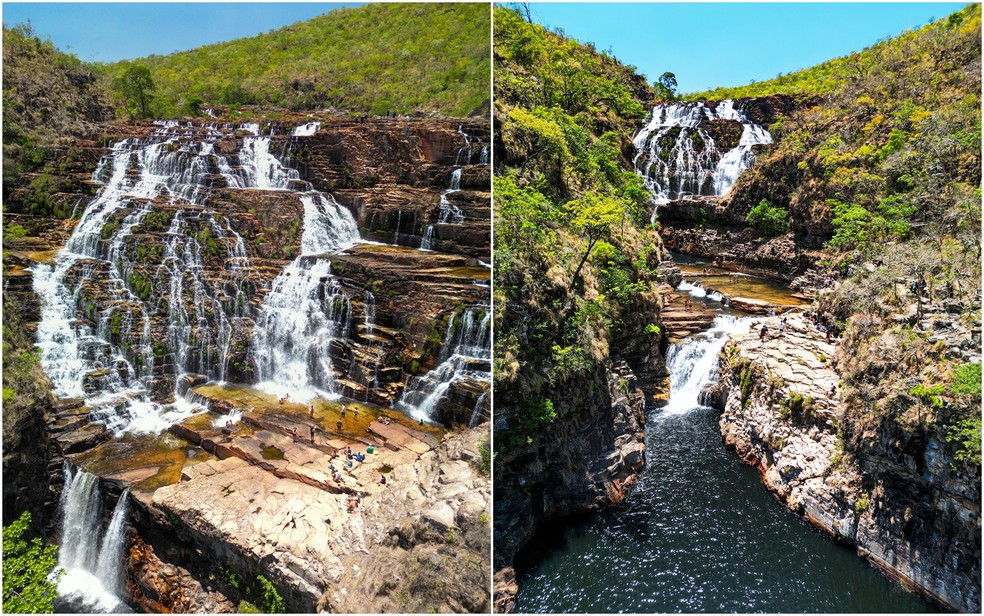 A catarata dos Couros têm esse nome porque caçadores lavavam e deixavam o couro de animais secarem sobre as pedras — Foto: Arquivo pessoal/ O brabo das imagens
