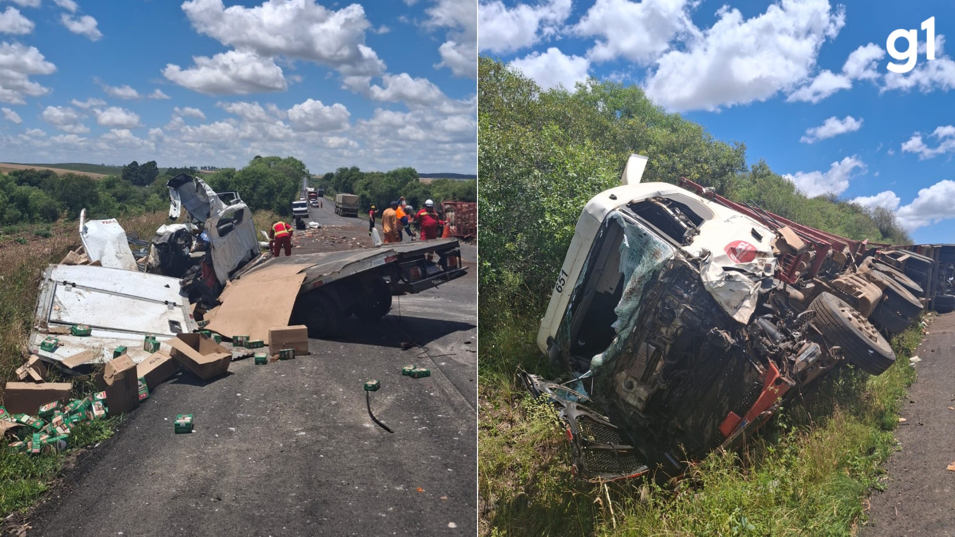 Dois motoristas morrem após caminhões colidirem na BR-290, no RS