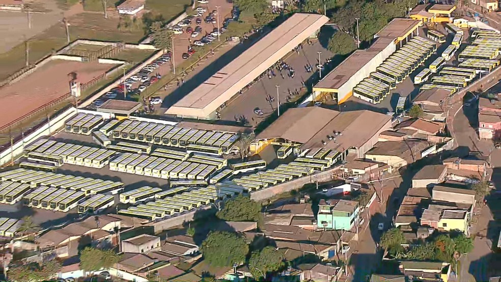 Viação Pioneira mantém ônibus na garagem após veículo ser incendiado — Foto: TV Globo/Reprodução