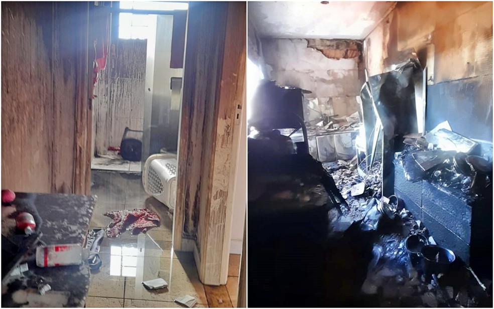 Mulher morre carbonizada após incêndio em apartamento, em Itajubá, MG — Foto: Corpo de Bombeiros