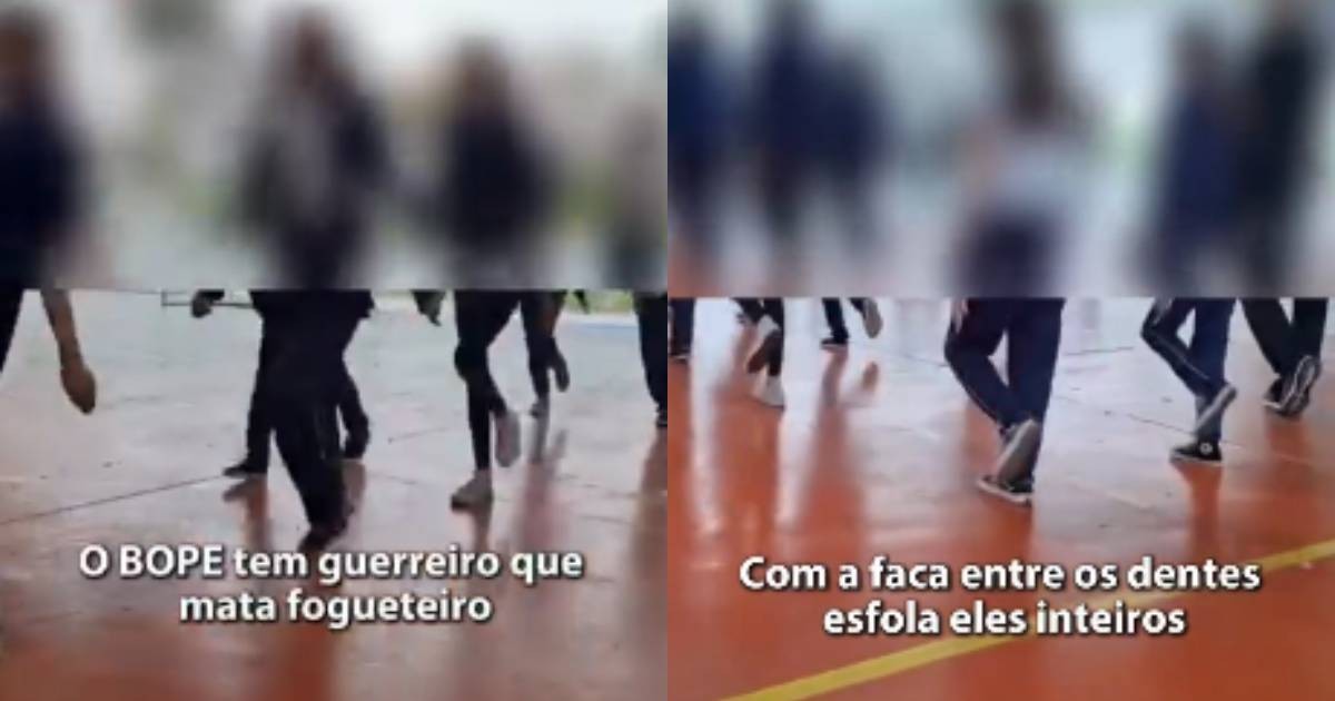 'Deixar corpo no chão': vídeo mostra alunos sob supervisão cantando música com apologia à violência em colégio cívico-militar do Paraná