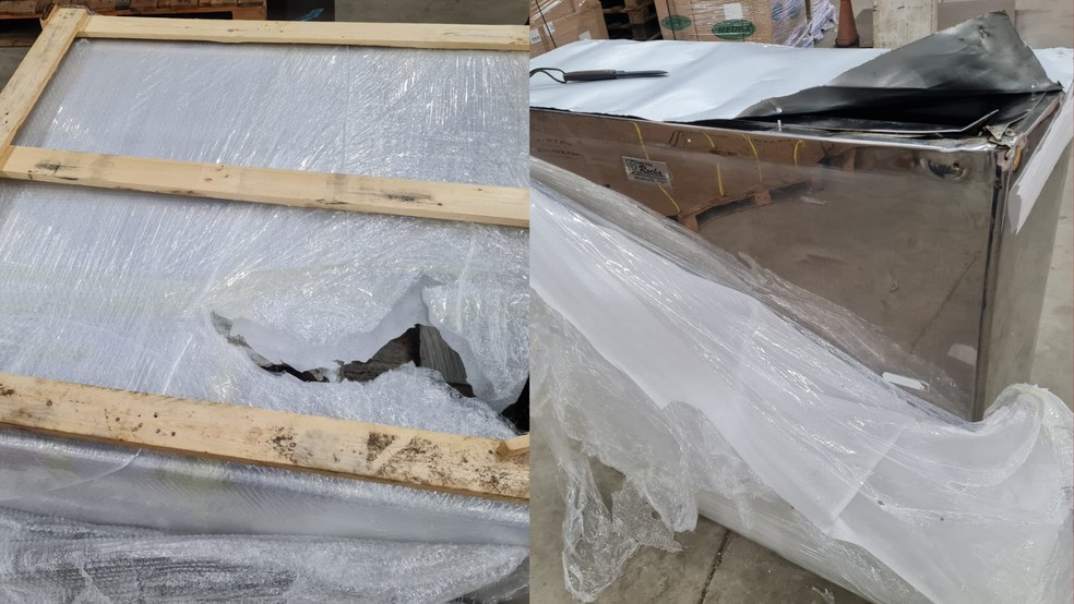 Bebedouros vieram de Manaus e iriam para Fortaleza. Uma das paradas das cargas era em Marituba, na Grande Belém. — Foto: Reprodução / Receita Federal