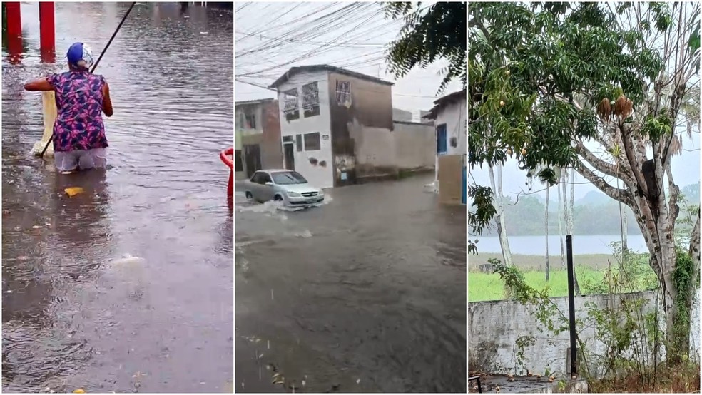 Bairros ficam alagados durante chuva forte em Fortaleza. — Foto: Reprodução