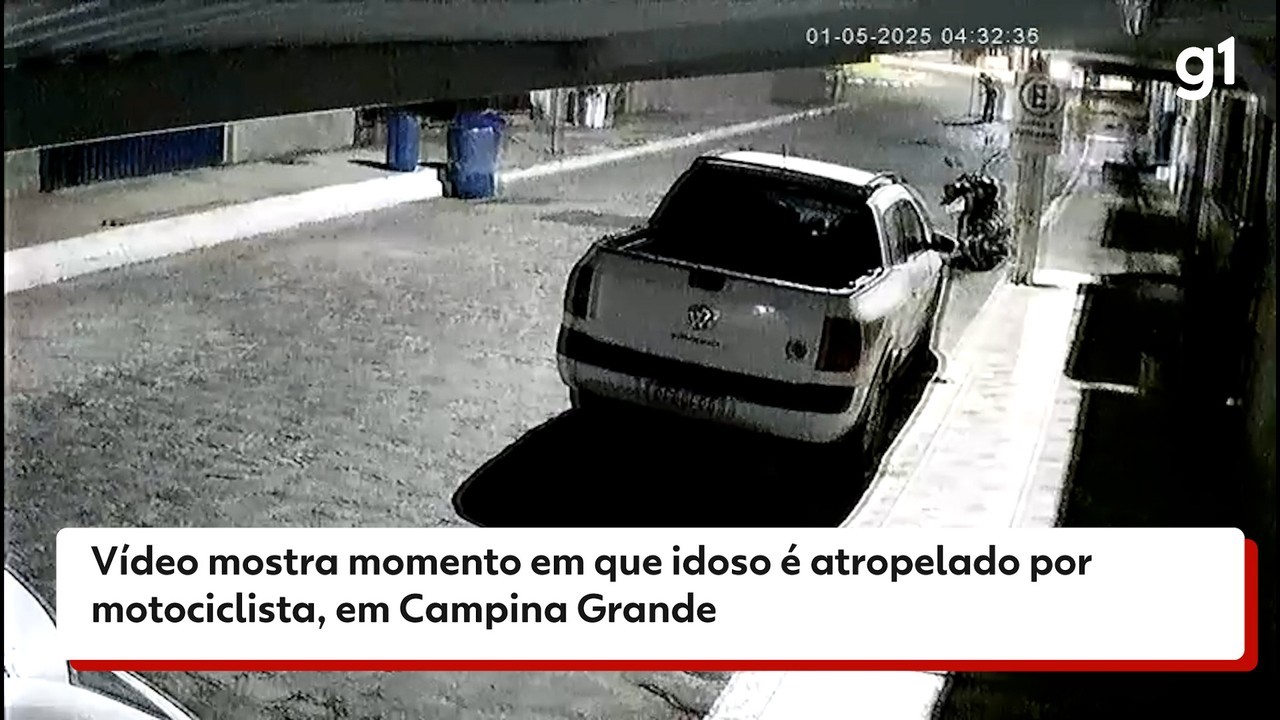 Idoso fica ferido ao ser atropelado por motociclista enquanto atravessava rua em Campina Grande; VÍDEO