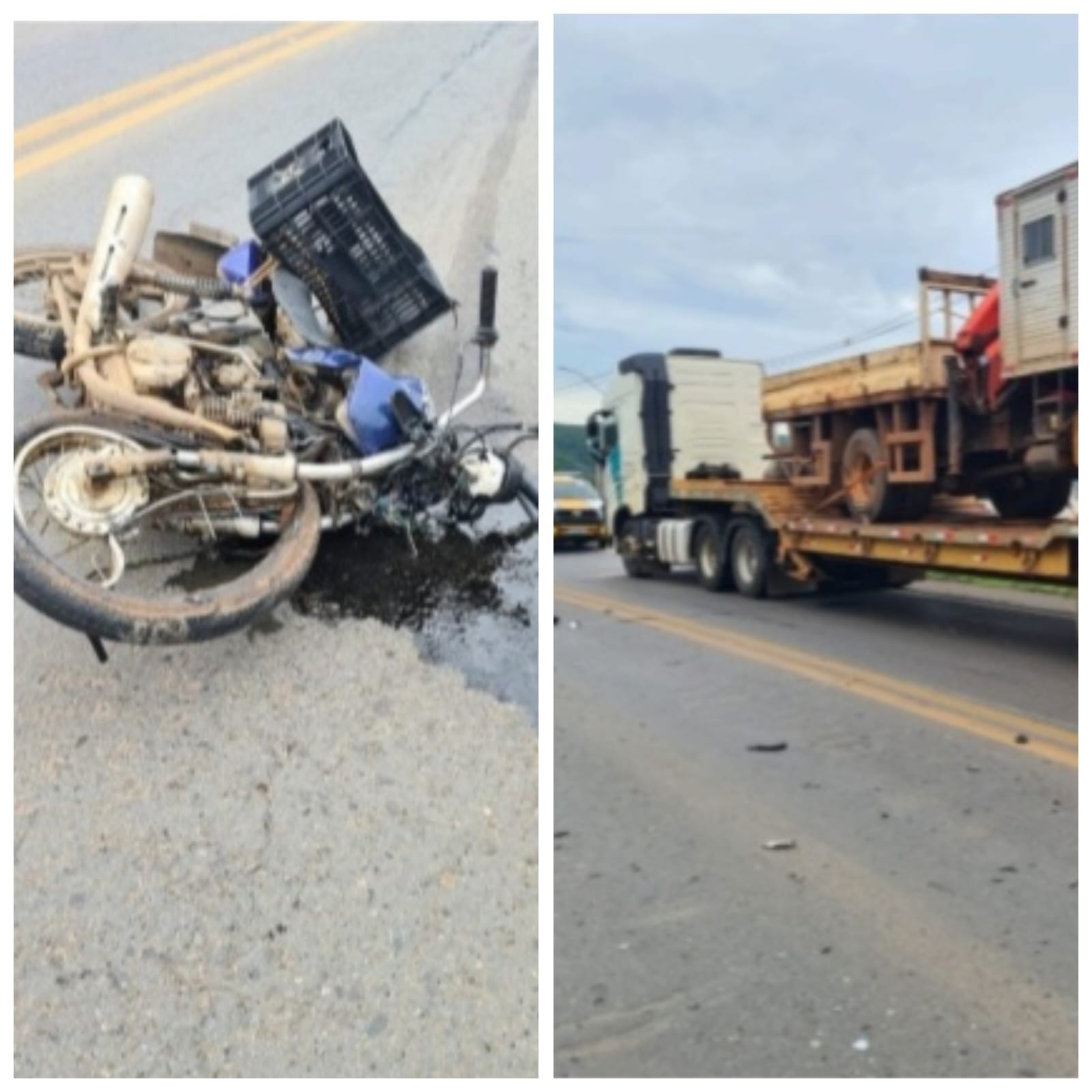 Motociclista morre após bater em caminhão na LMG-653 e ser arrastado por cerca de 50 metros 
