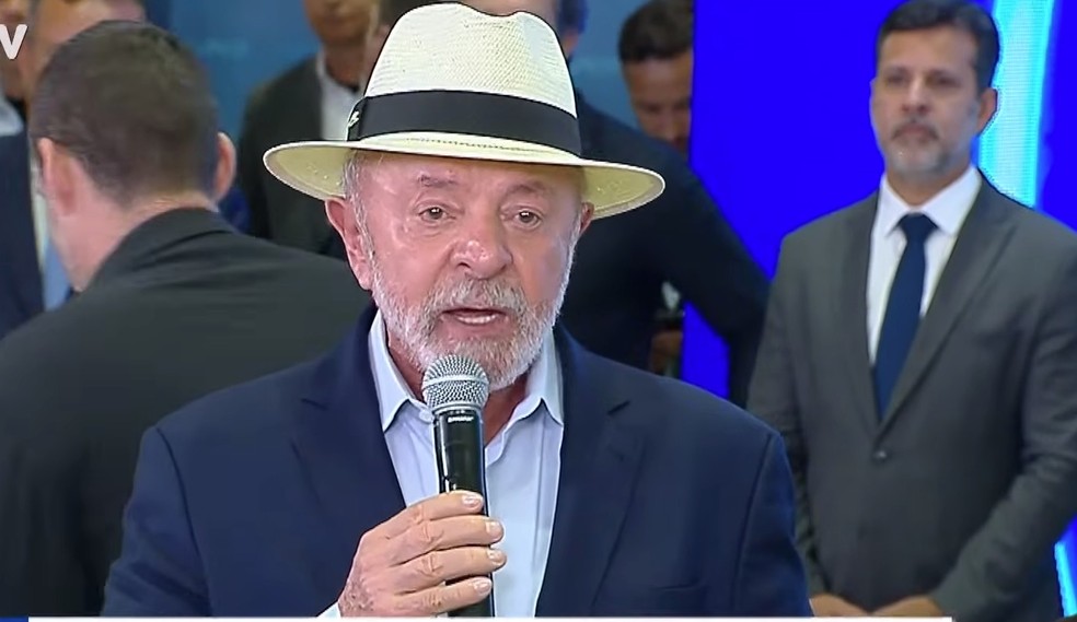 O presidente Lula durante discurso em Campinas (SP) — Foto: Reprodução/Canal Gov