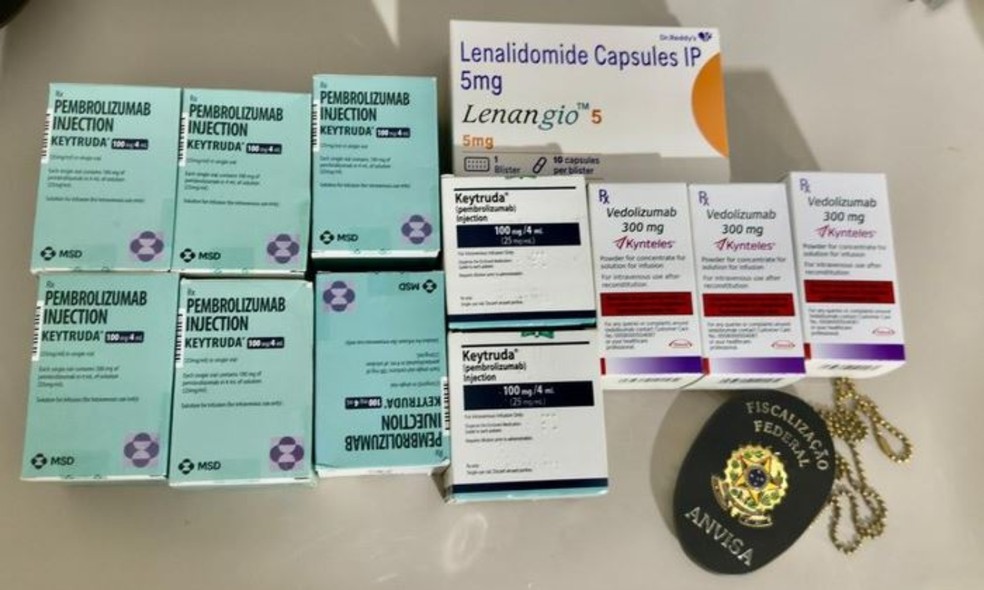 Empresa interditada em Fortaleza  suspeita de comercializar verses falsificadas do medicamento injetvel Keytruda, imunoterpico de alto custo utilizado no tratamento de diversos tipos de cncer.  Foto: Anvisa/ Divulgao