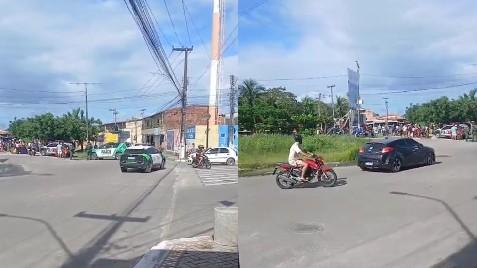 Idosa foi atropelada próximo à rotatória no Centro de Maracanaú, na Grande Fortaleza. — Foto: Reprodução