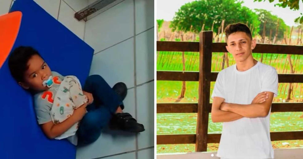 Bruno Gabriel, de quatro anos, e Olavo Oliveira, de 22, morreram em decorrência de choques elétricos — Foto: Reprodução