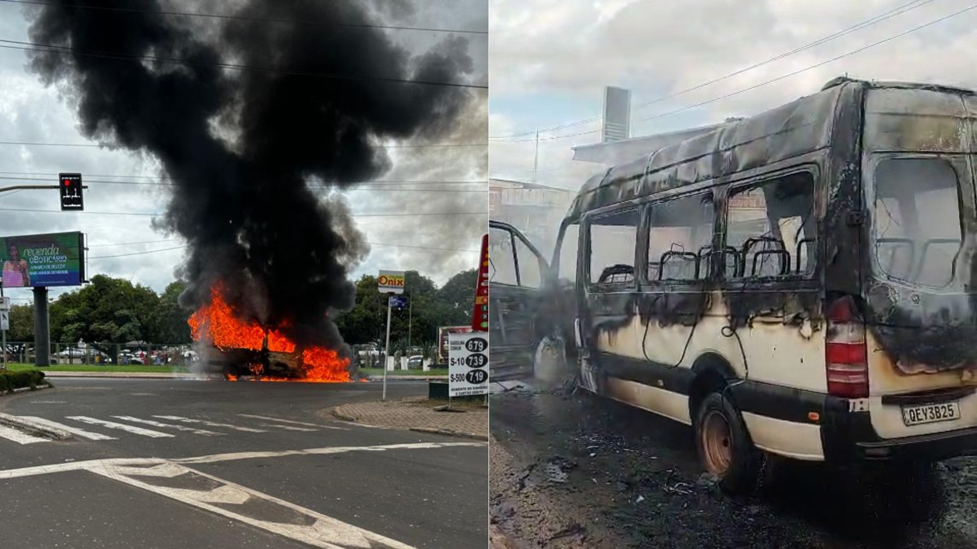 Van que transportava pacientes para hemodiálise pega fogo na BR-010 em Imperatriz