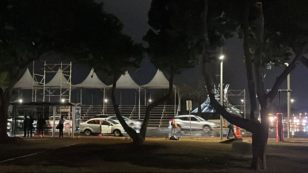 Estrutura na Esplanada para o 7 de setembro — Foto: TV Globo/Marcos Silva