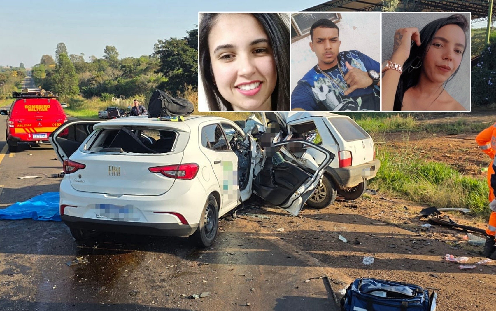 Batida entre dois carros deixa três pessoas mortas e duas feridas no Sul de MG
