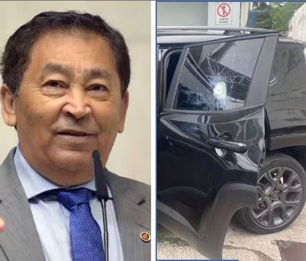 Prefeito Aprigio foi baleado no ombro após tiro perfurar vidro blindado de carro — Foto: Reprodução/ José Antonio Teixeira/Alesp / Arquivo pessoal