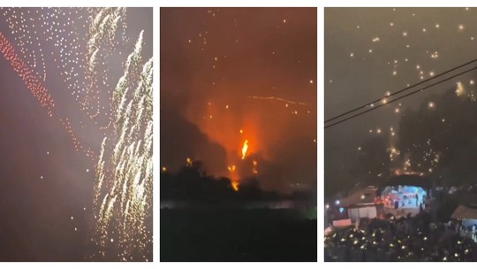 ‘Chuva de drones’: aparelhos pegam fogo e caem sobre o público durante apresentação na China; VÍDEO