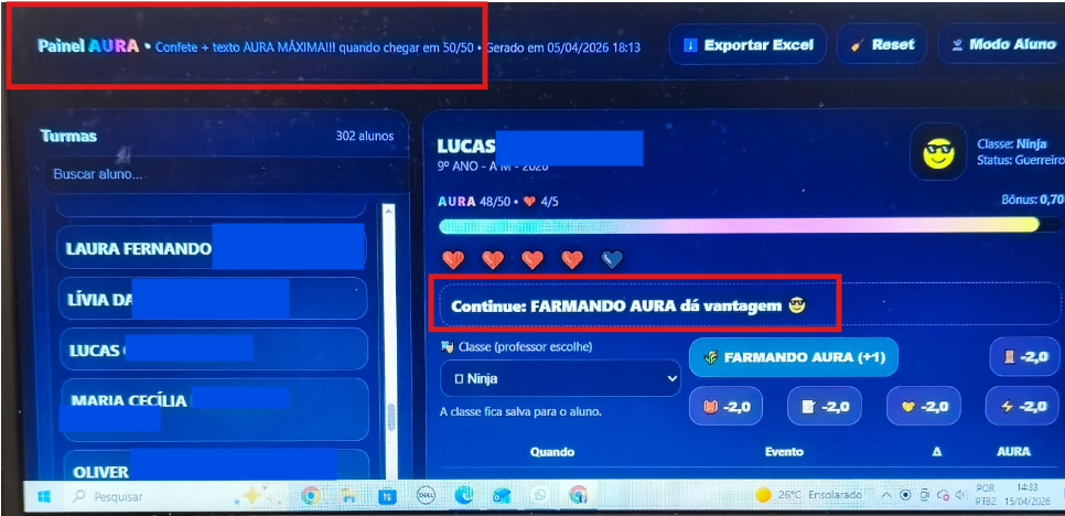 'Farmou': professora cria sistema digital de aura para estimular alunos e evitar bagunça