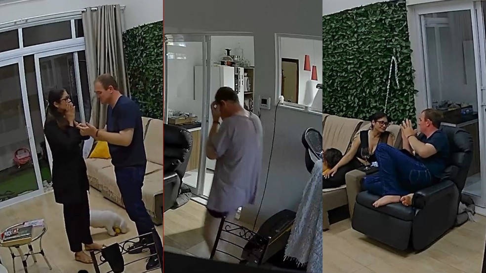 Momentos registrados pela câmera da casa antes e depois do ocorrido — Foto: Reprodução