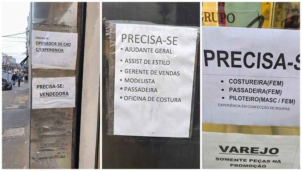 Anúncios de vaga de emprego no Brás, Centro de SP — Foto: Lauro Pimenta/Alobrás