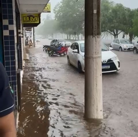 Chuva derruba árvores e alaga ruas do Centro de Patos de Minas