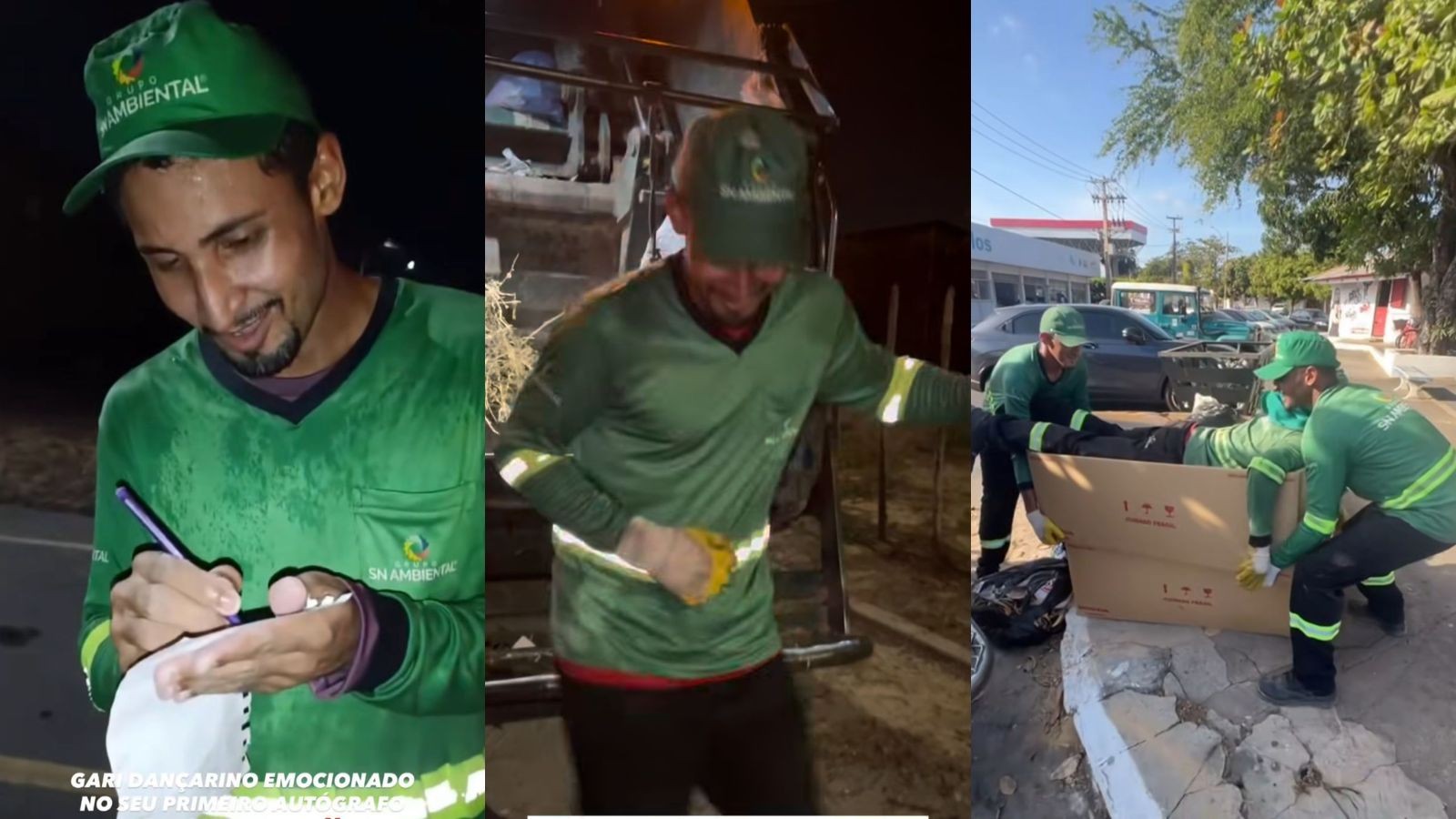 Garis viralizam com dancinhas durante coleta de lixo no PI e acumulam mais de 1 milhão de visualizações