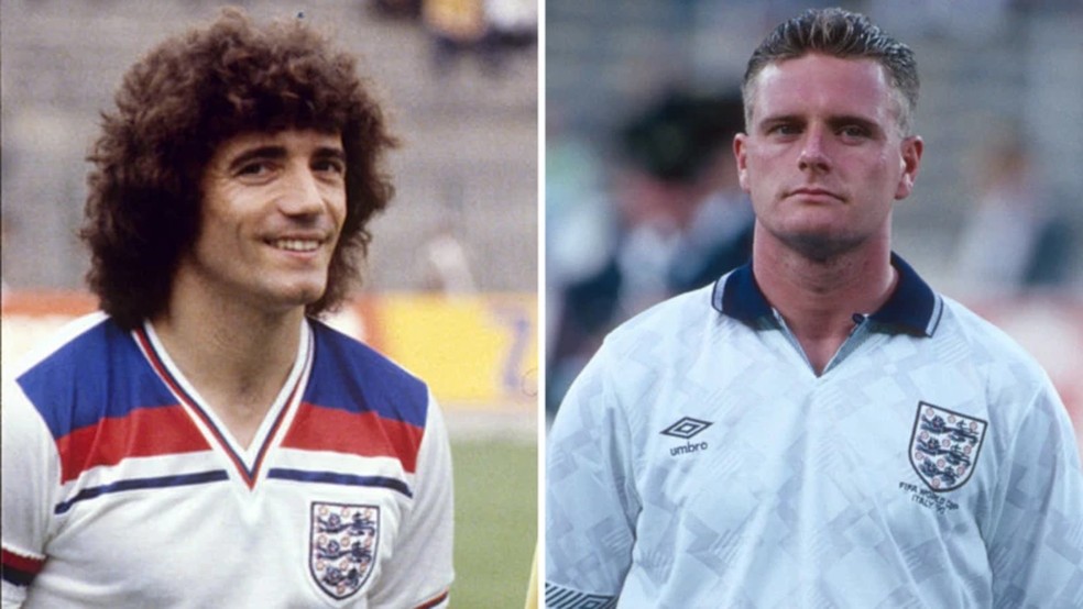 Camisas da Inglaterra nas Copas de 1986 e 1990. — Foto: Getty Images