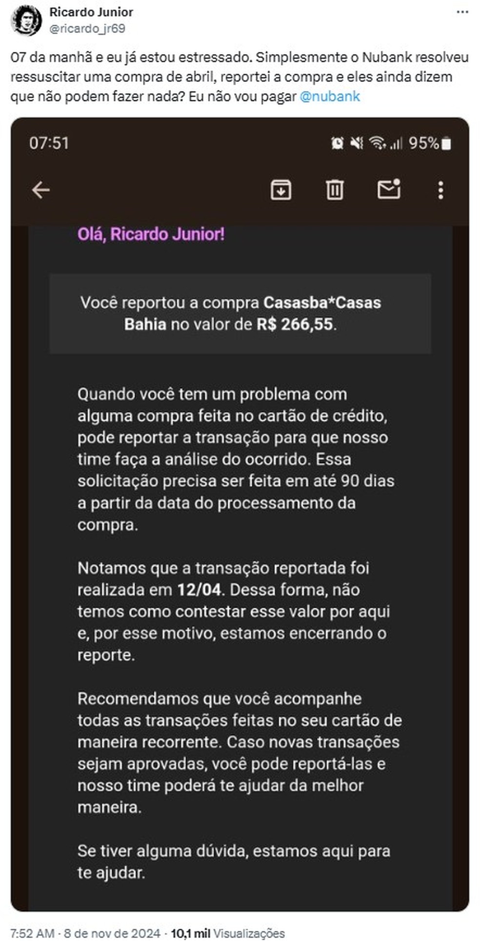 Usuários relatam problemas de cobrança duplicada no app do Nubank — Foto: Reprodução