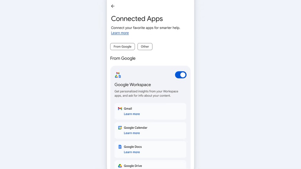 Inteligência Personalizada, recurso do Gemini que se integra a outros aplicativos do Google — Foto: Divulgação/Google