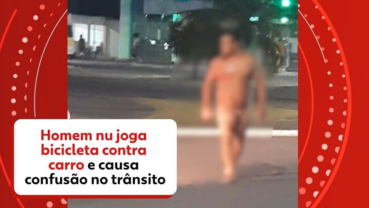 Homem nu joga bicicleta contra carro e causa confusão no trânsito no ES