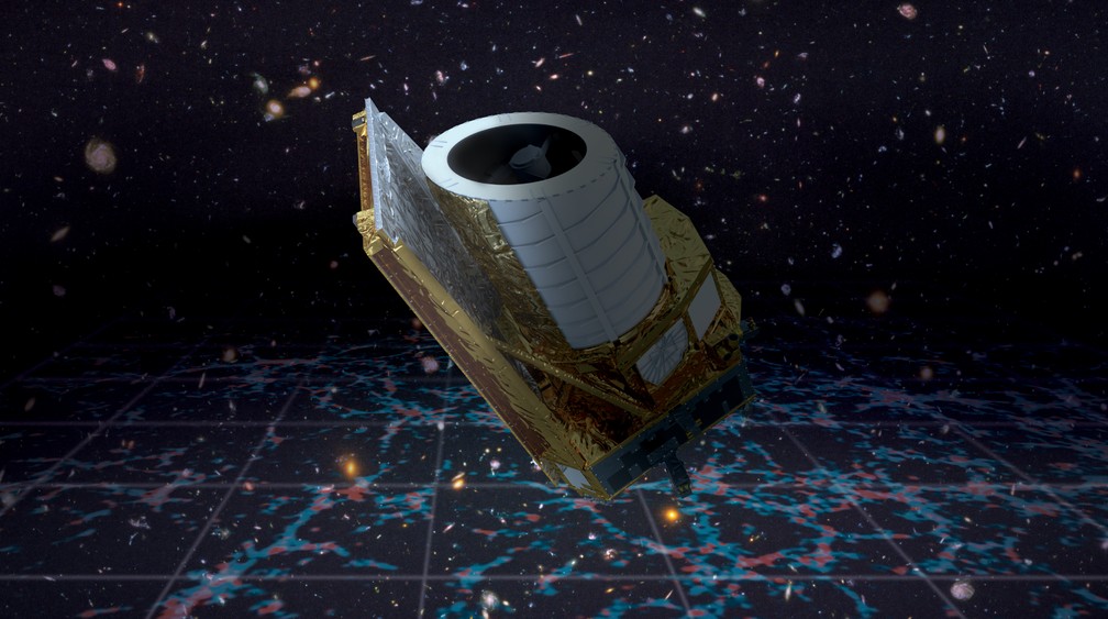 Representação artística do telescópio espacial Euclides. — Foto: ESA