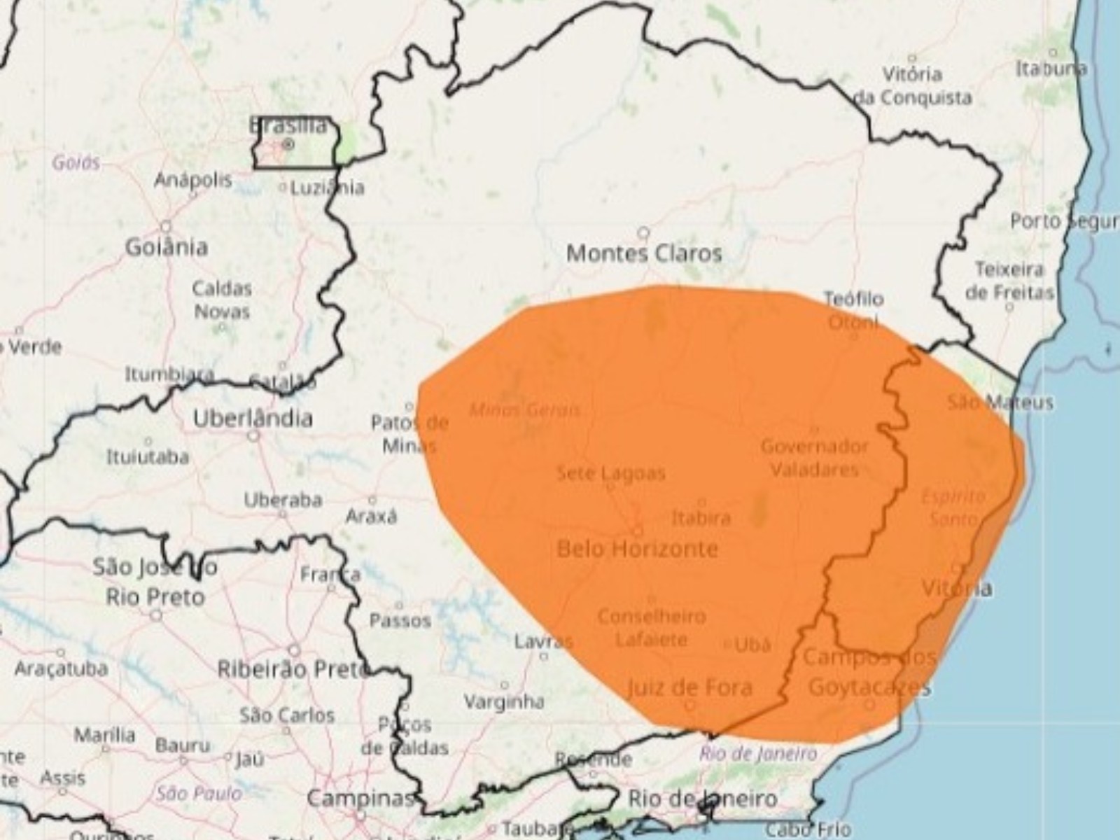 Inmet emite alerta laranja de 'Acumulado de chuva' para 127 cidades do Leste de Minas