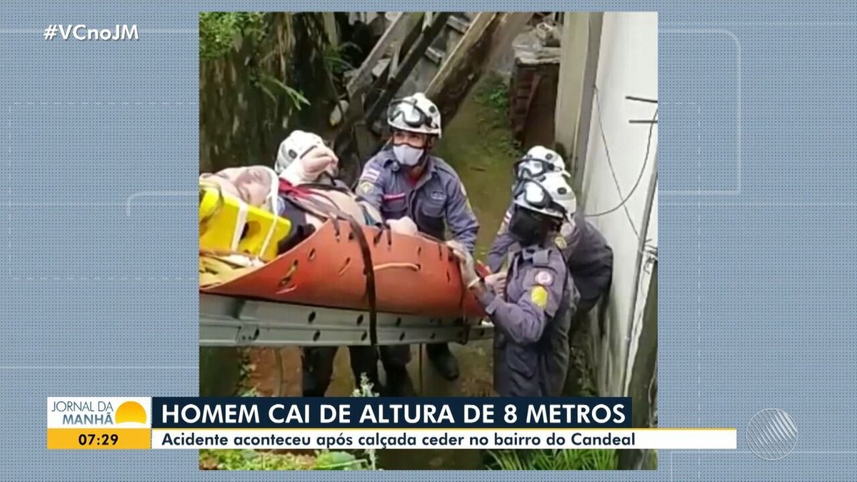 Homem cai de altura de oito metros após piso de calçada ceder em ...
