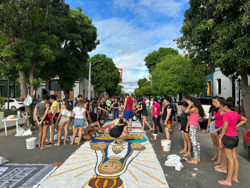 Tapete de Corpus Christi em Caicó — Foto: Cardoso Silva/Inter TV Costa Branca