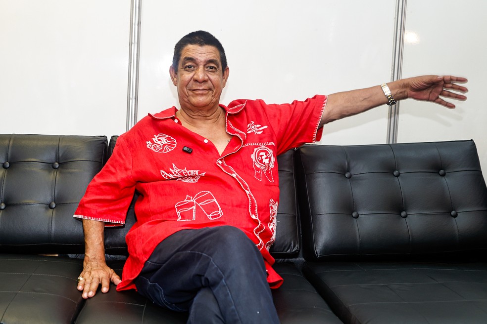 Zeca Pagodinho se apresenta no camarote do Carnaval de São Paulo, no Sambódromo do Anhembi. — Foto: Van Campos/AgNews