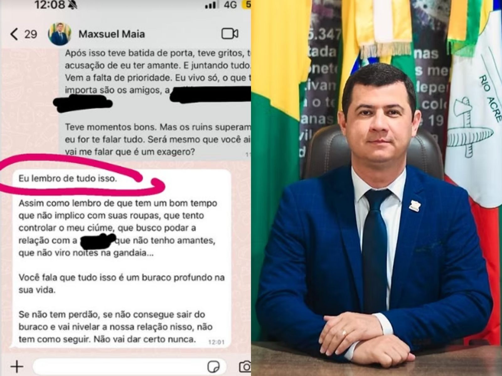 Ex-primeira-dama de cidade do AC denuncia prefeito por agressões físicas e psicológicas: 'Temi pela minha vida'