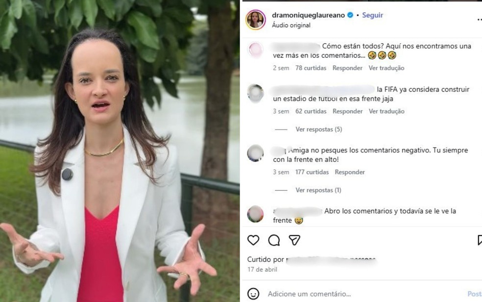 Em um dos vídeos tinha comentários de pessoas de fora do país. — Foto: Arquivo Pessoal/Monique Guilarducci Laureano