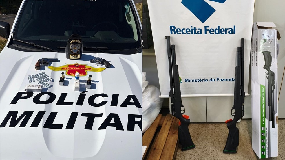 TOR apreende armas e anabolizantes durante opera&ccedil;&atilde;o na SP-310 em Rio Preto &mdash; Foto: Divulga&ccedil;&atilde;o