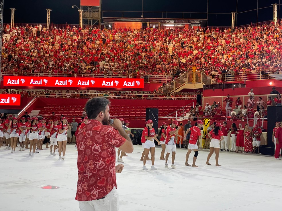 Garantido faz ensaio técnico aberto ao público no Bumbódromo para 57º Festival Folclórico de Parintins. — Foto: Patrick Marques/g1 AM