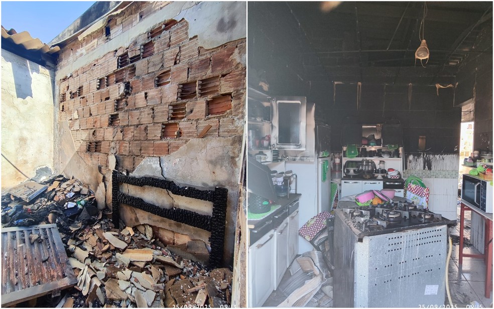 Casa onde a ex-mulher morava com os filhos ficou destruída após o incêndio — Foto: Arquivo pessoal/ vítima