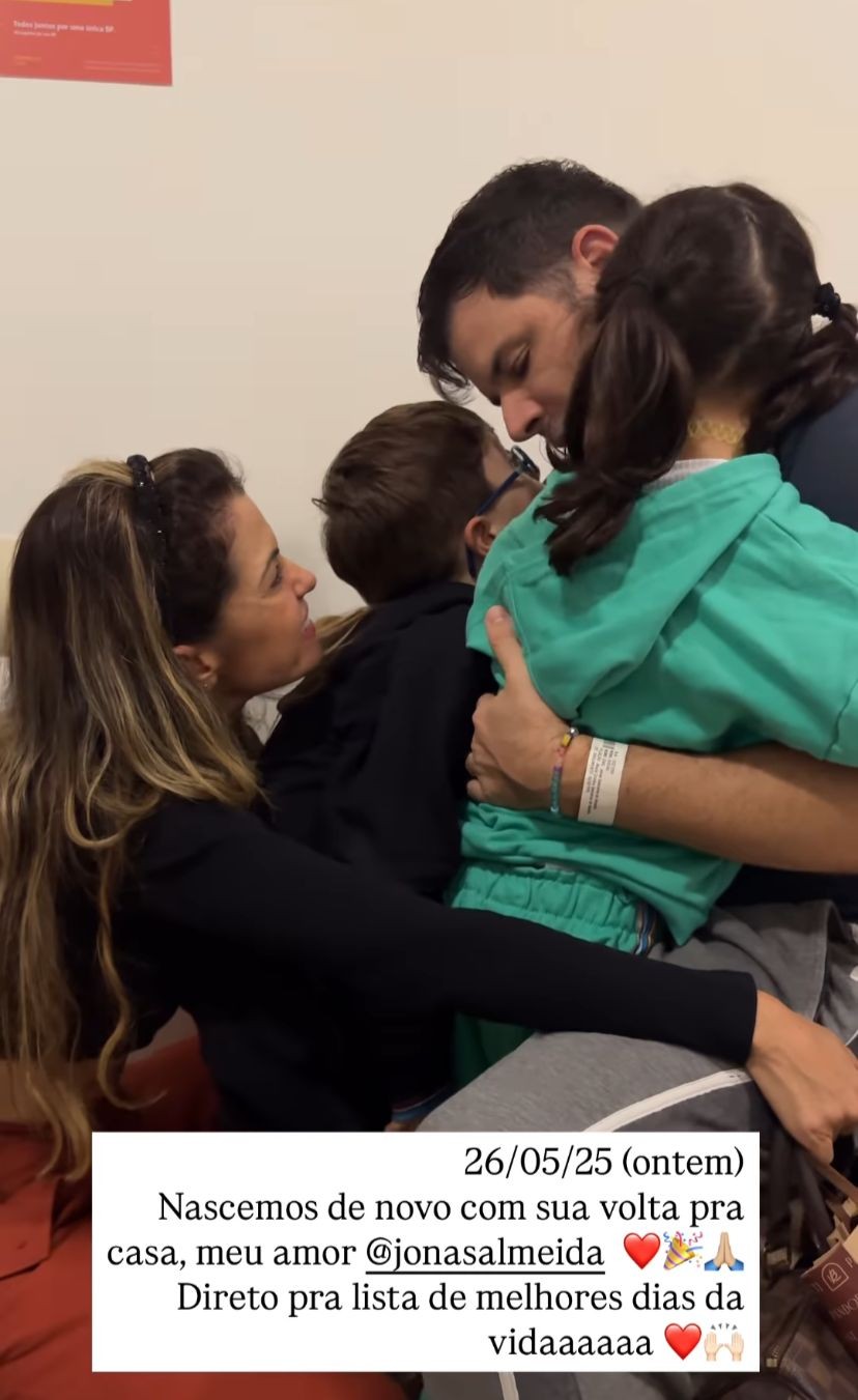 Jonas Almeida recebe alta após cirurgia para retirada de tumor: 'Nascemos de novo', diz esposa