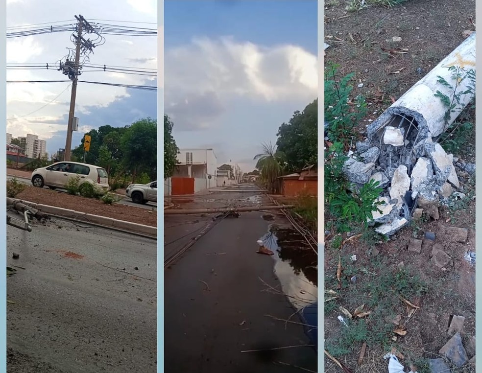 Temporal derruba postes em Várzea Grande — Foto: Arquivo pessoal