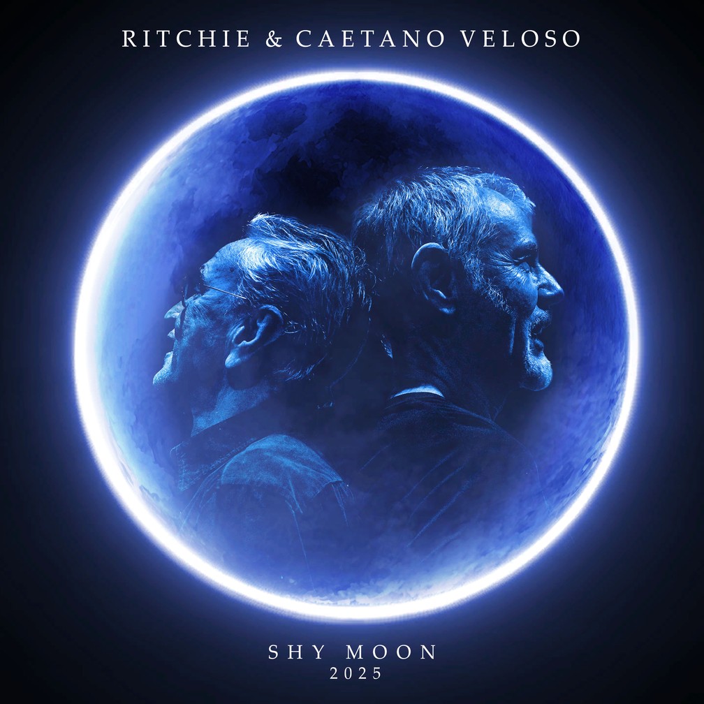 Capa do single ‘Shy moon 2025’, de Ritchie & Caetano Veloso — Foto: Arte de Alexandre Arrabal & Eduardo Seabra