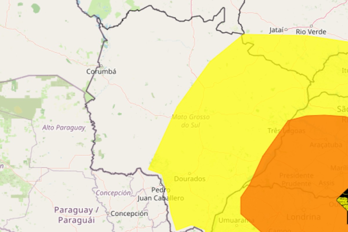 Ventos de 100 km/h e granizo: 67 cidades de MS estão sob alerta de temporal