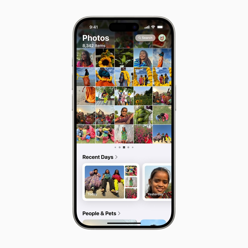 Novo visual do app Fotos, da Apple — Foto: Divulgação/Apple