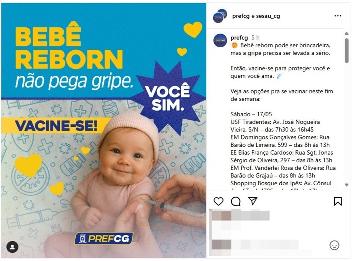 Prefeitura ‘entra na onda’ de bebe reborn para engajar campanha de vacinação