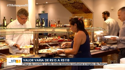 Preço do quilo da refeição varia entre R$ 15 a R$ 118 nos restaurantes de Palmas