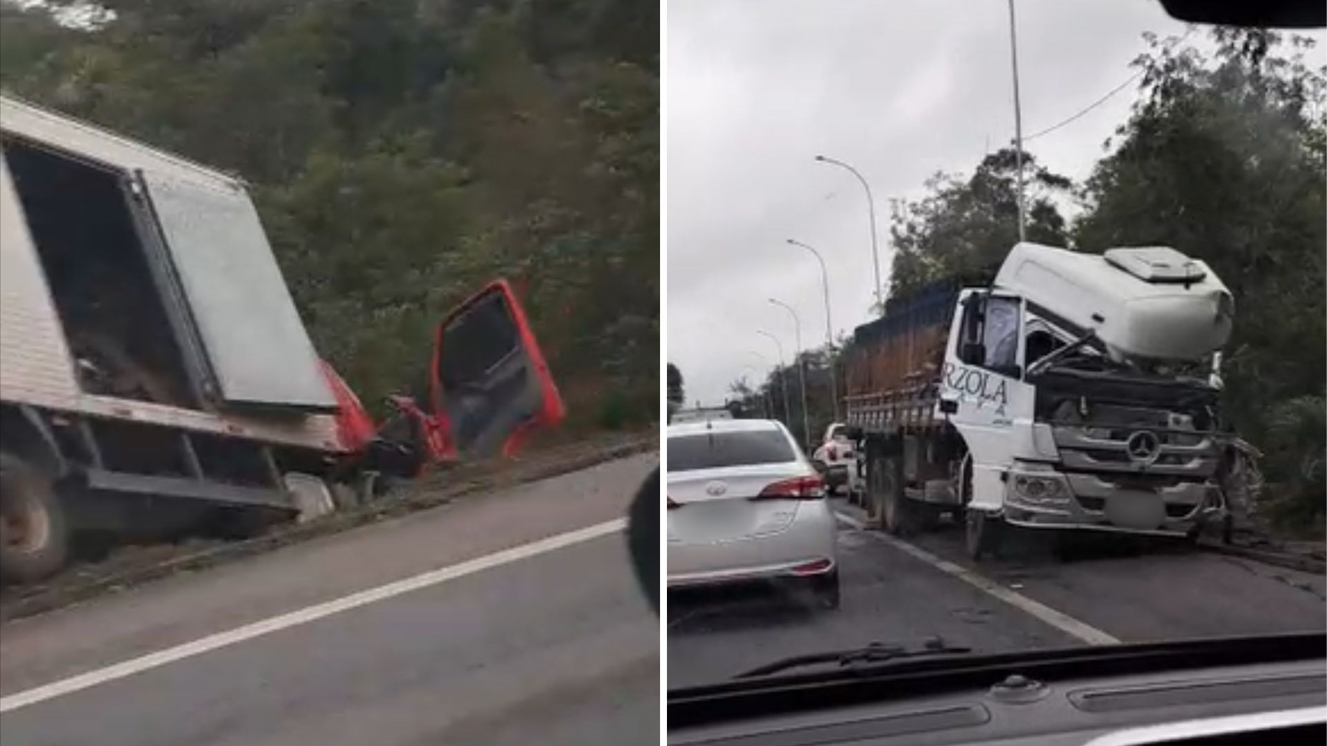 Motorista morre em acidente entre caminhões e BR-101 fica totalmente interditada por 3h, em Sooretama