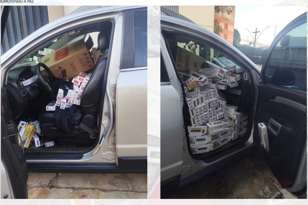 Problema mecânico no veículo acaba com carga de 15 mil maços de cigarros apreendida em Caiuá (SP) — Foto: Reprodução/Polícia Militar
