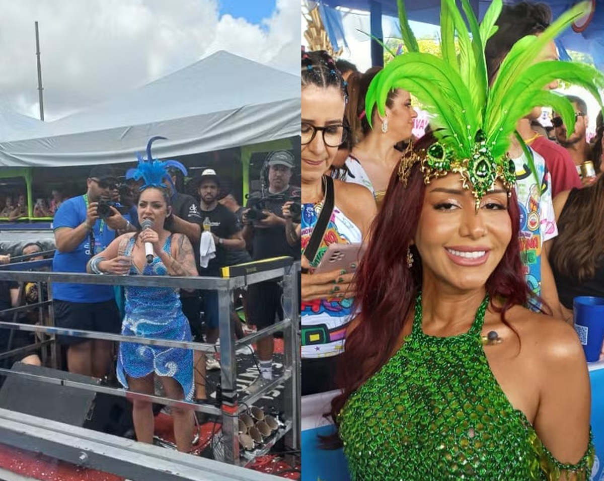 Estrelas do brega, Priscila Senna e Raphaela Santos animam foliões no Galo da Madrugada