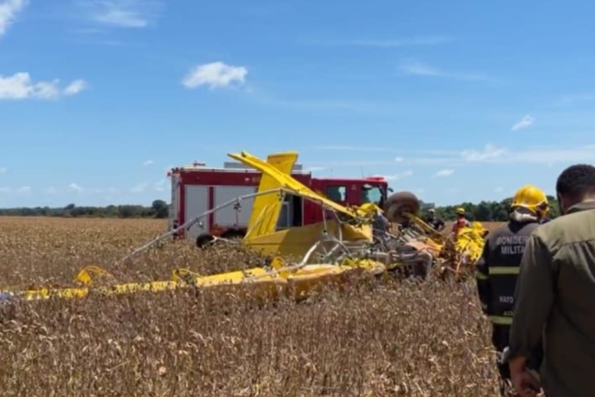 Piloto morre após queda de avião agrícola em área rural de MT 