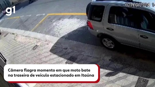 VÍDEO: Motociclista não percebe faixa elevada e bate em cheio na traseira de carro estacionado em Itaúna - Programa: G1 Centro-Oeste - MG 