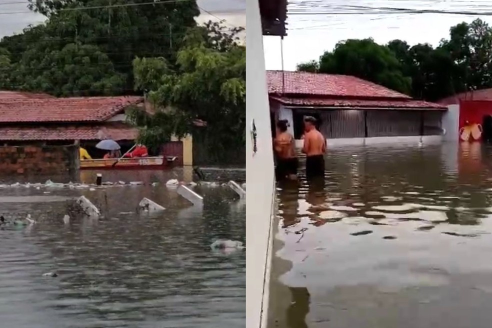 Ruas e avenidas ficam alagadas após chuva de 170 mm no litoral do Piauí — Foto: Reprodução/Redes Sociais